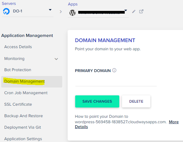 Trỏ domain về VPS Cloudways