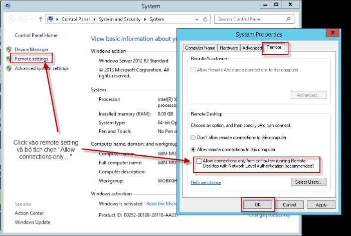 Remote từ windows 10 để truy cập VPS