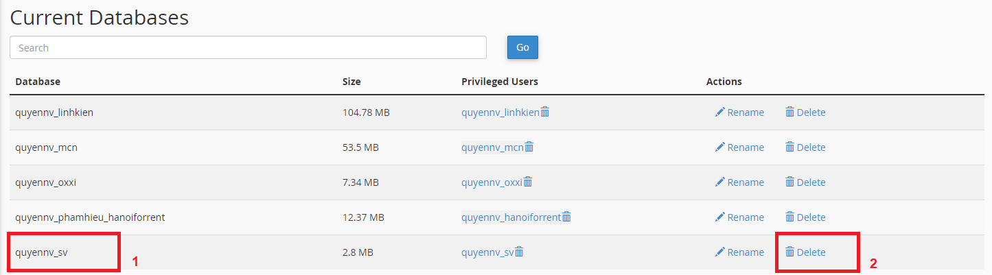 Xóa dữ liệu database