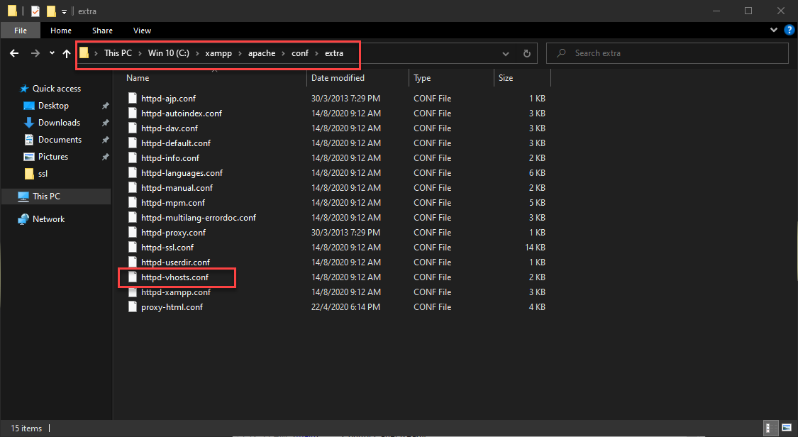 Sửa file Vhost