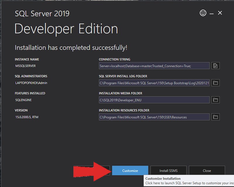 Bước 4 các bước tải, cài đặt SQL Server 2019
