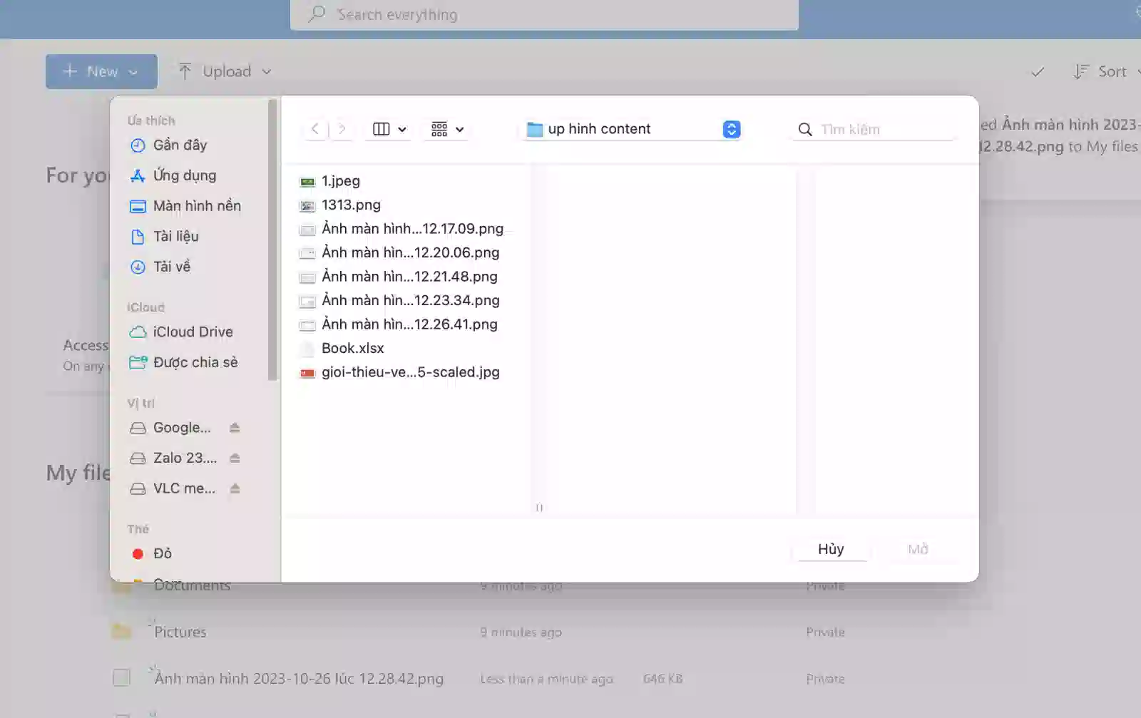 Tùy chọn tải File tài liệu lên trên Excel Online để sử dụng