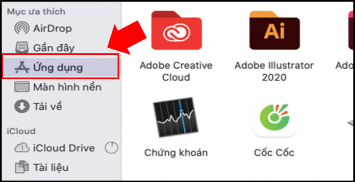 Chọn mục Ứng dụng (Applications)