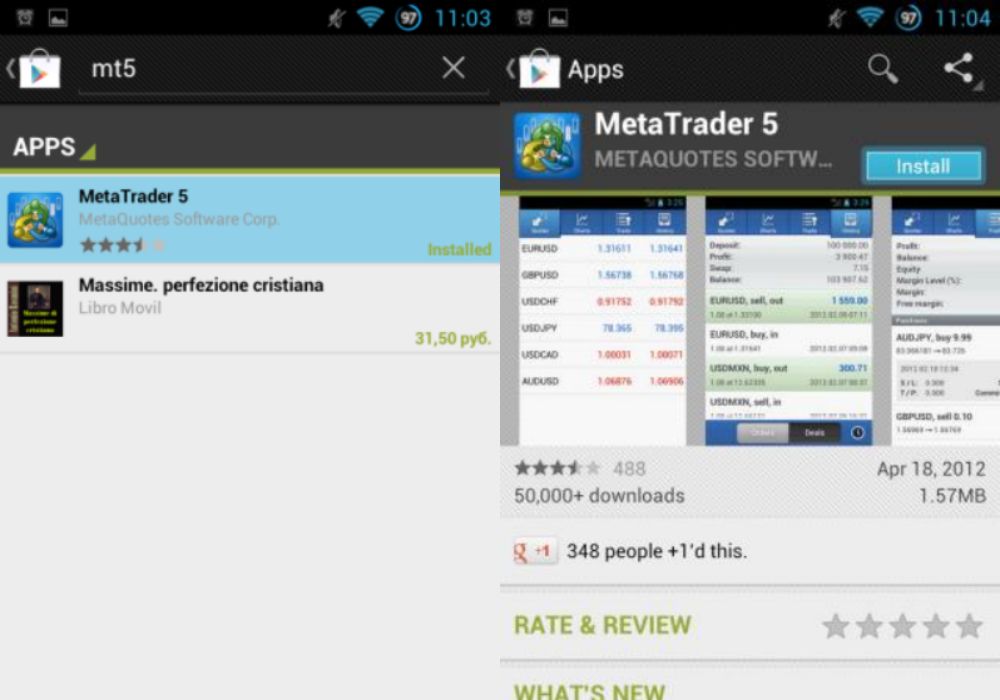 Cài đặt MetaTrader 5 trên điện thoại Androi