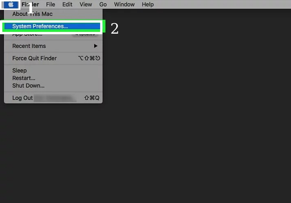 Nhấp vào biểu tượng Apple chọn "System Preferences"