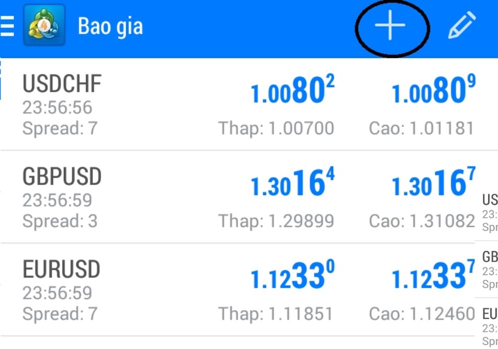 Thêm cặp tiền tệ vào trong ứng dụng