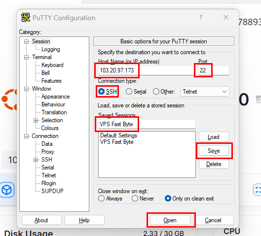 Đăng nhập VPS bằng PuTTY 1