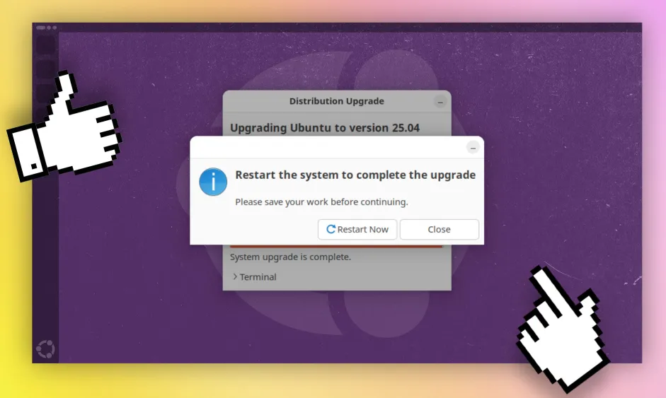 Nhấn Restart Now để hoàn tất quá trình nâng cấp