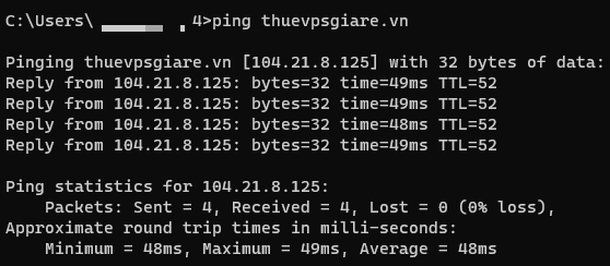 Cách kiểm tra tên miền đã nhận IP VPS