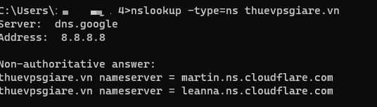 Check NameServer trong Command Prompt