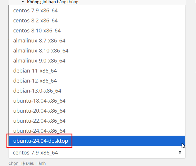 Chọn template ubuntu-24.04-desktop