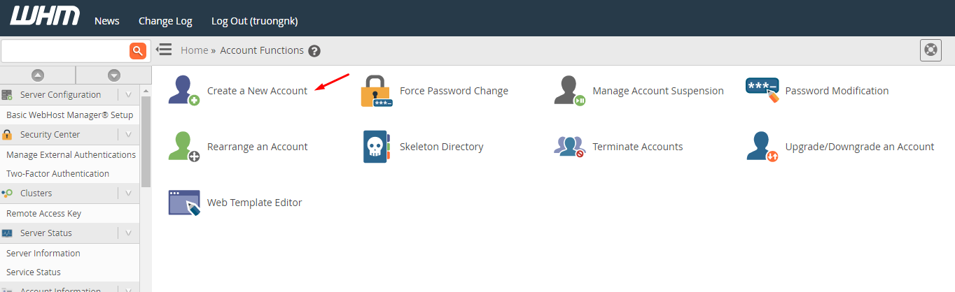 Tiếp tục chọn Create a New Account