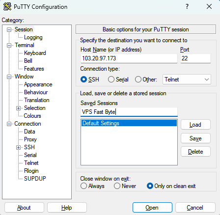 Đăng nhập VPS qua PuTTY