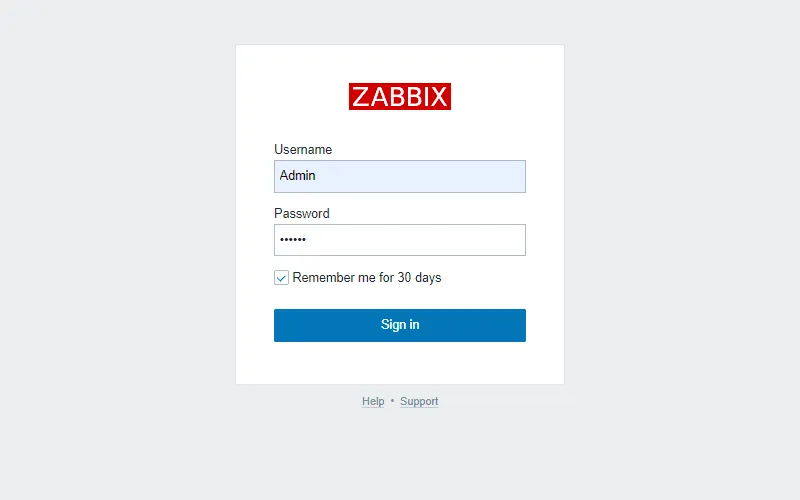 Đăng nhập Zabbix