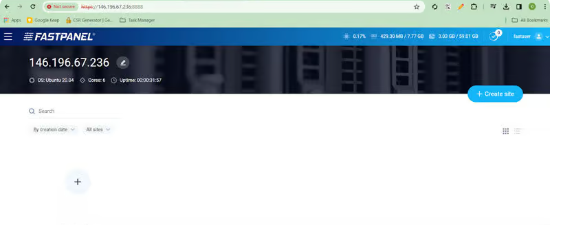 Giao diện Fastpanel