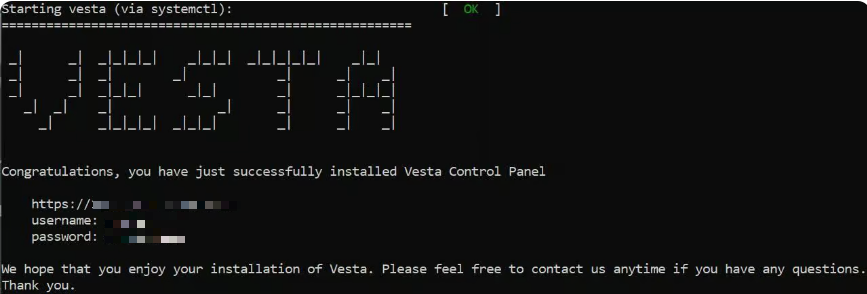Giao diện cài VestaCP