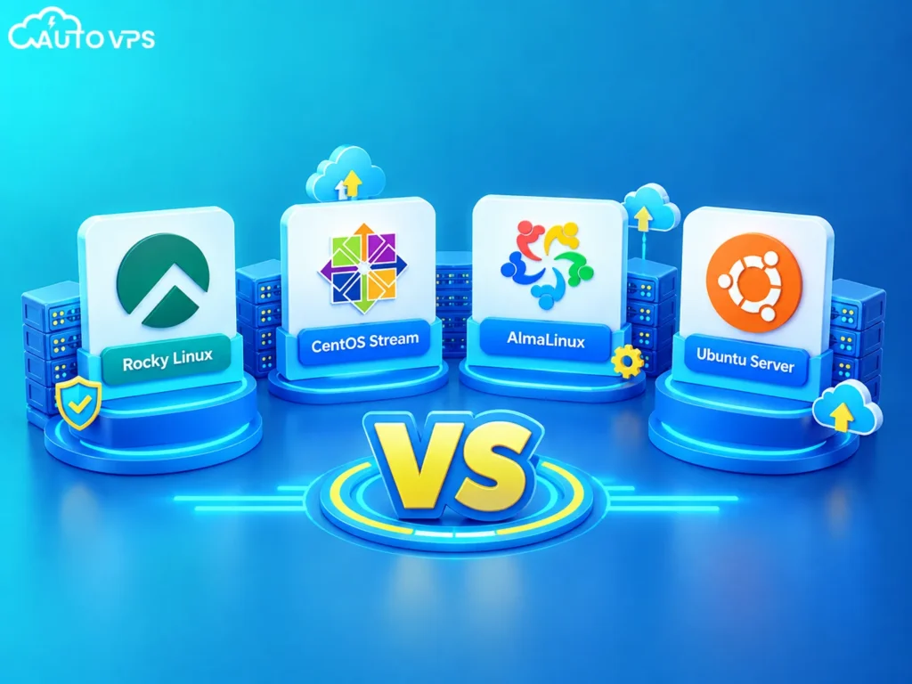 Rocky Linux với CentOS Stream, AlmaLinux và Ubuntu Server
