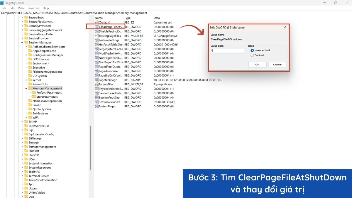 Tìm ClearPageFileAtShutDoᴡn