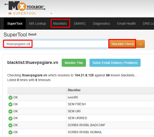 Tra cứu IP Blacklist qua MXToolbox