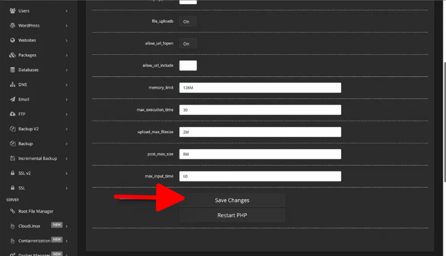 bấm Save Changes là hoàn tất