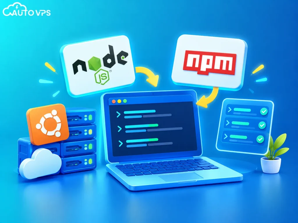 các lệnh cài đặt Node.js và npm trên Ubuntu