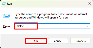 khởi chạy công cụ Remote Desktop Connection