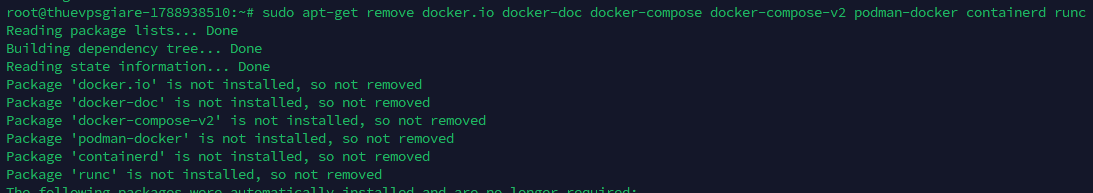 Gỡ bỏ các phiên bản gói Docker cũ