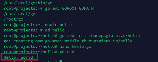 Kiểm tra hoạt động với chương trình Hello World