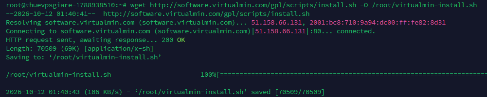Tải script cài đặt Virtualmin