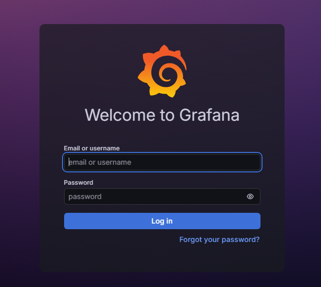 Trang đăng nhập của Grafana