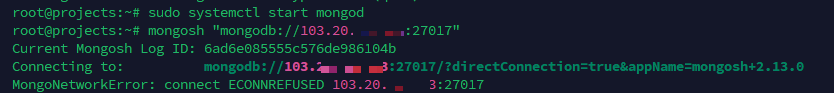 kiểm tra kết nối với MongoDB Shell