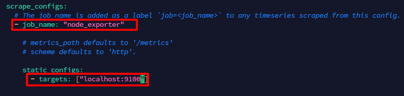 thêm job cho node_exporter lắng nghe ở cổng 9100