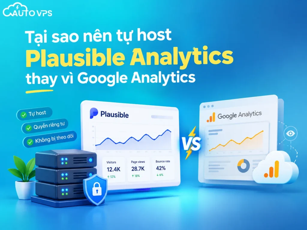 tự host Plausible Analytics thay vì Google Analytics