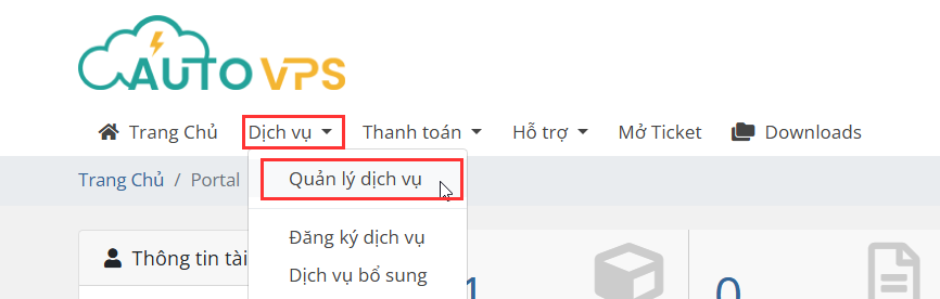 Chọn quản lý dịch vụ