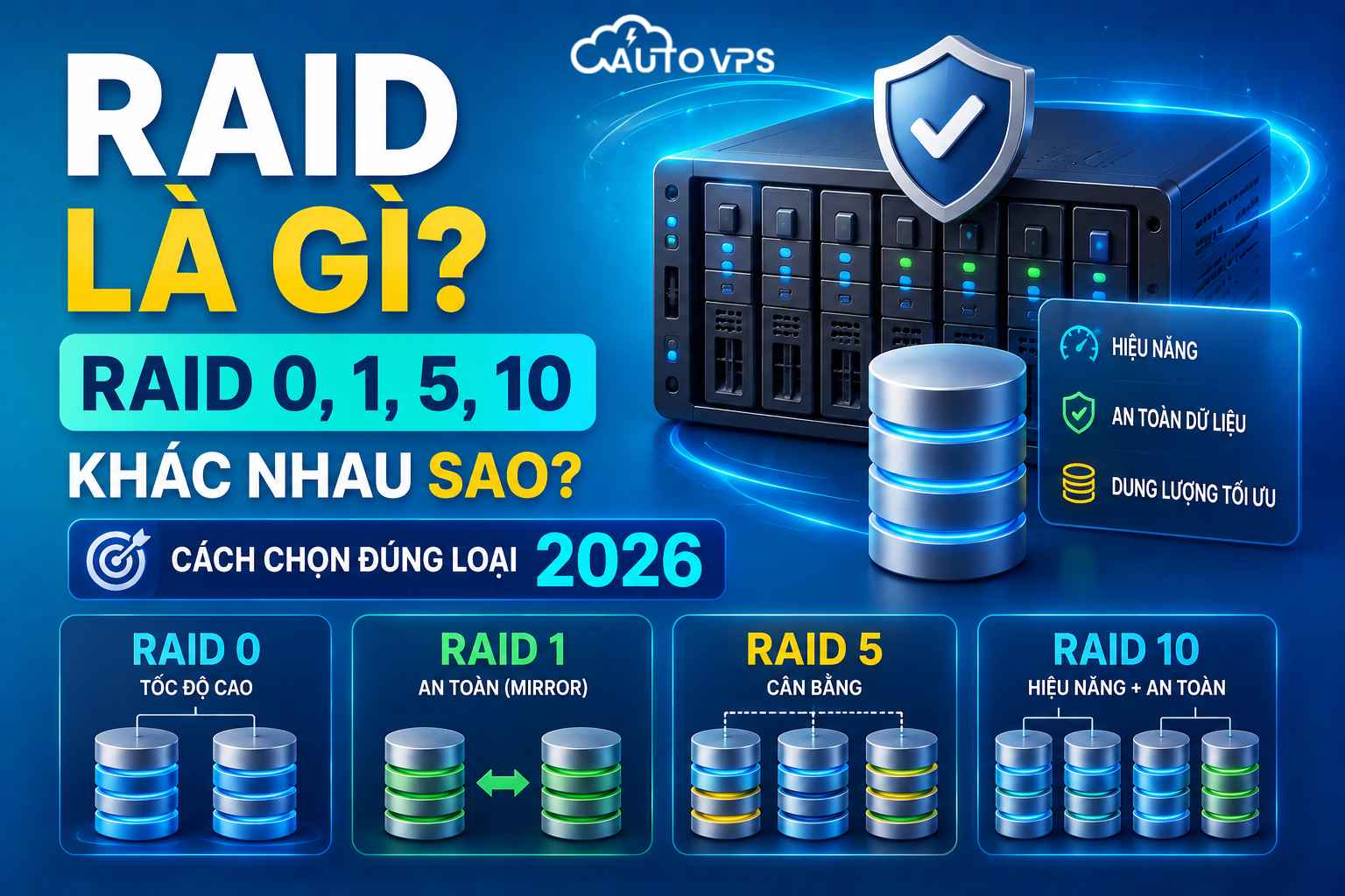 RAID Là Gì? RAID 0, 1, 5, 10 Khác Nhau Sao? Cách Chọn Đúng Loại 2026