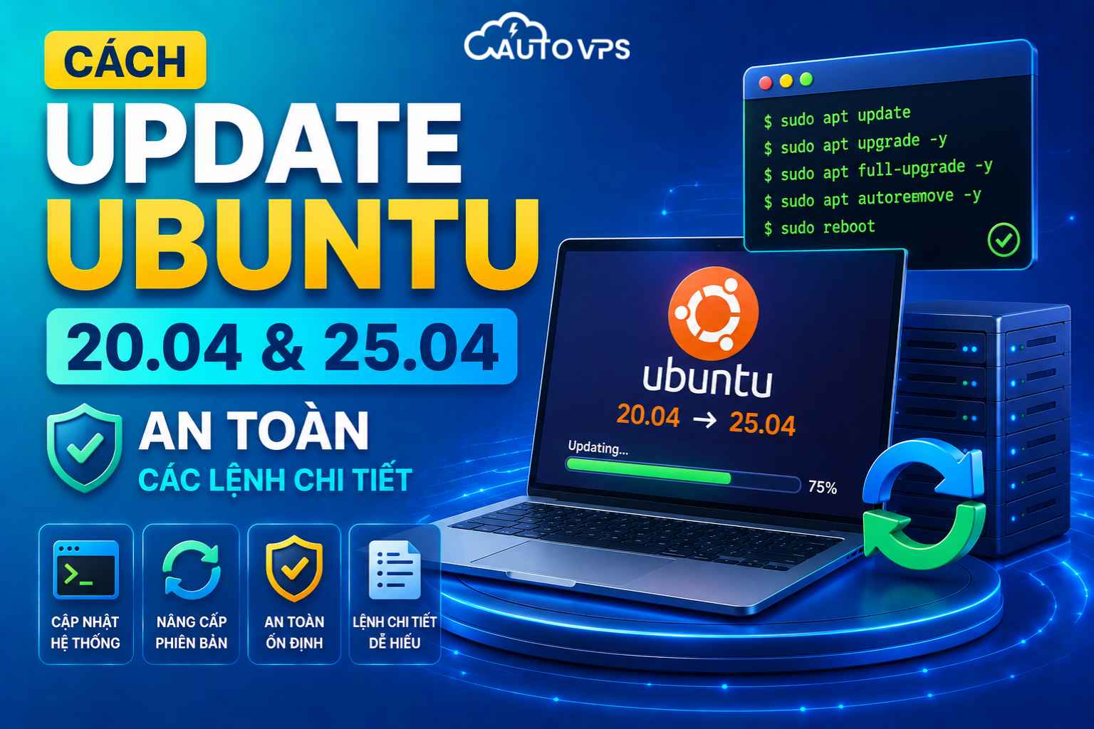 Cách Update Ubuntu 20.04 & 25.04 An Toàn: Các Lệnh Chi Tiết