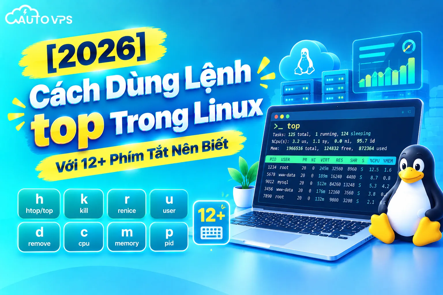 [2026] Cách Dùng Lệnh Top Trong Linux Với 12+ Phím Tắt Nên Biết