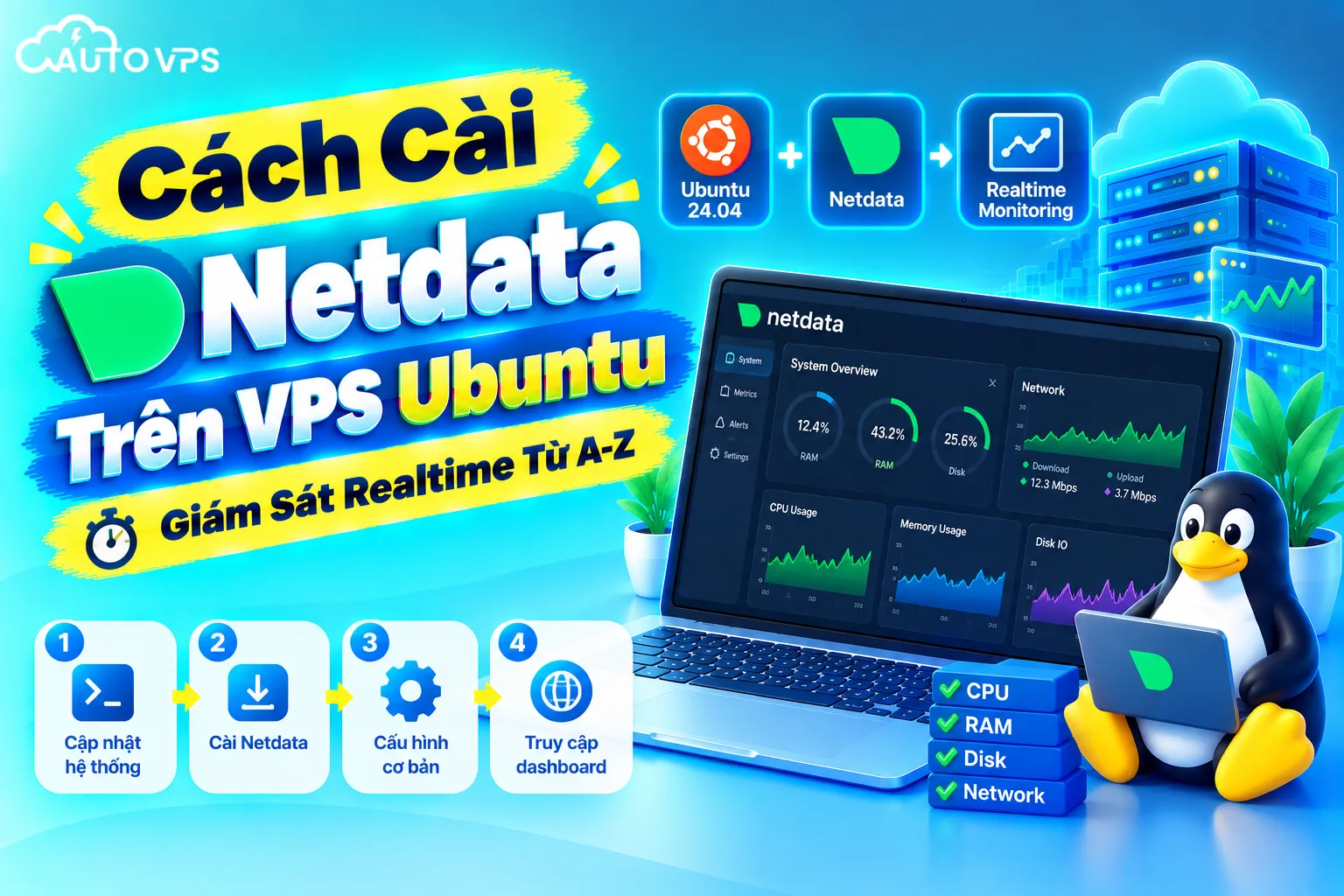 Cách Cài Netdata Trên VPS Ubuntu Giám Sát Realtime Từ A-Z