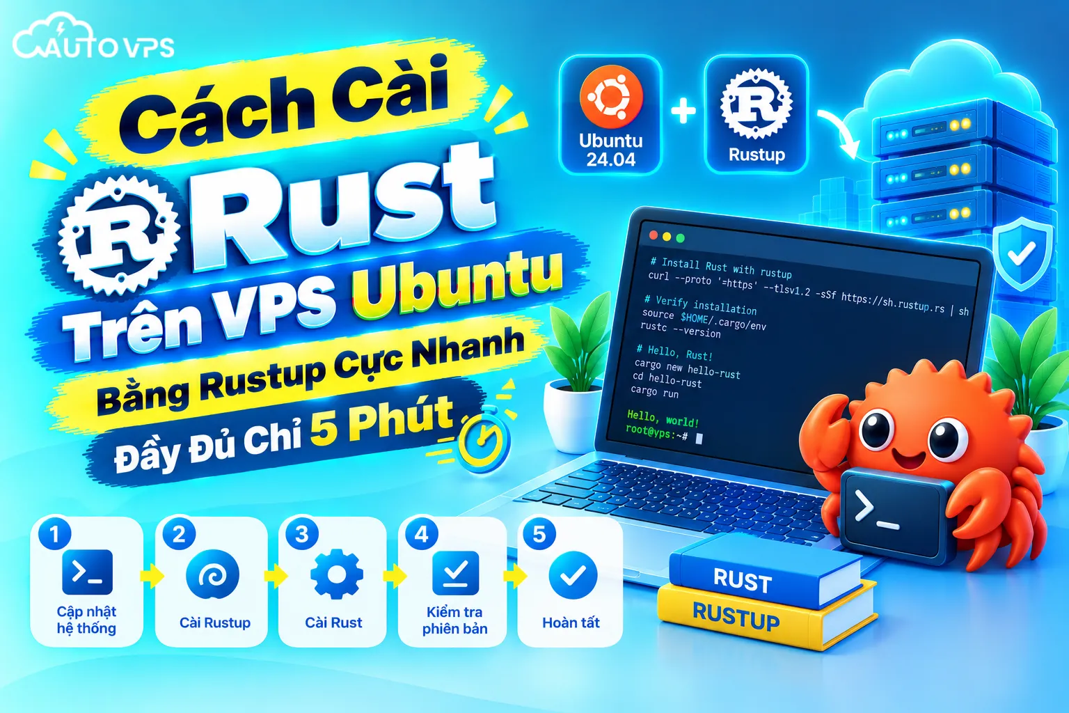 Cách Cài Rust Trên VPS Ubuntu Bằng Rustup Cực Nhanh, Đầy Đủ Chỉ 5 Phút