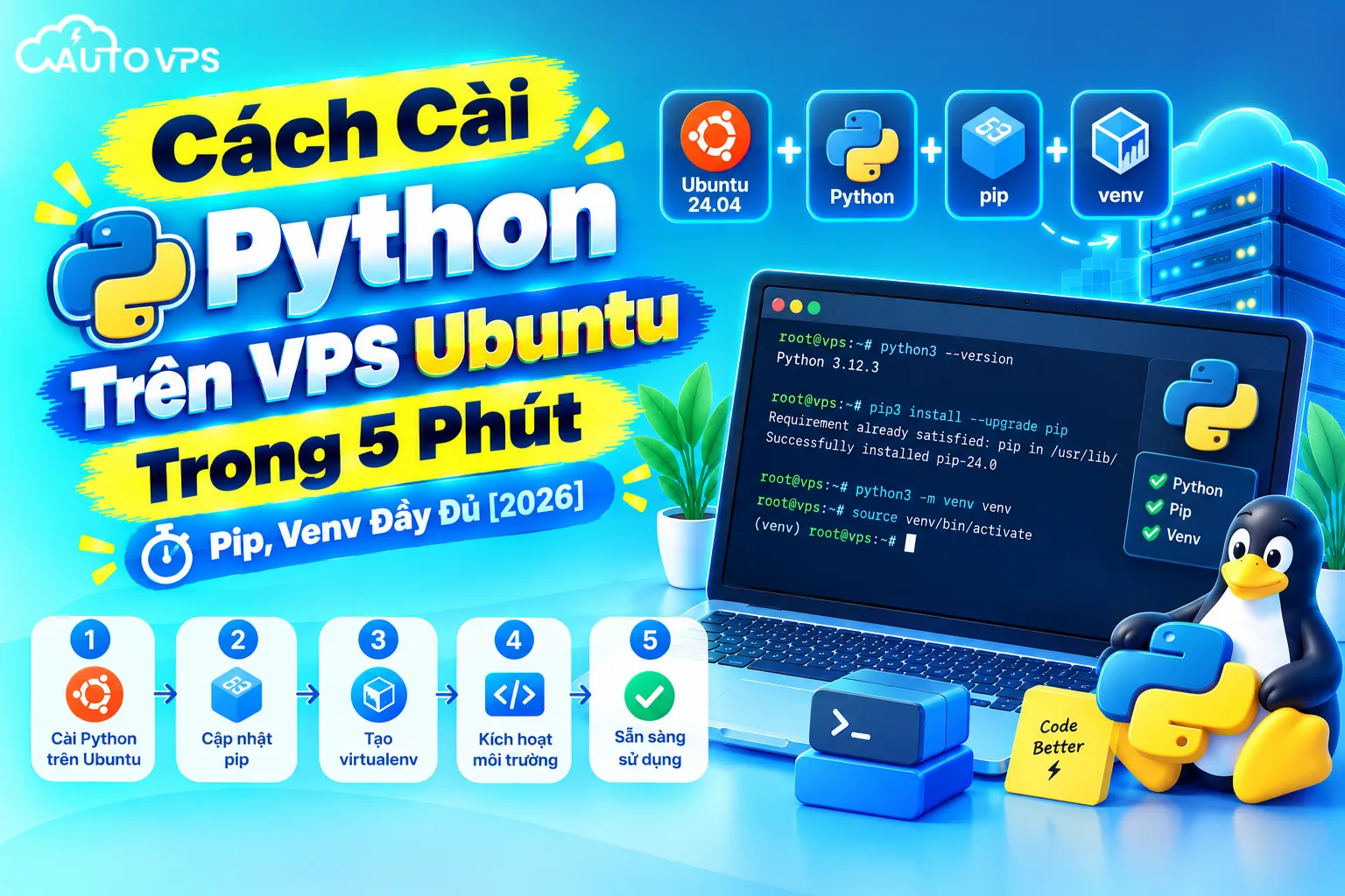 Cách Cài Python Trên VPS Ubuntu Trong 5 Phút: Pip, Venv Đầy Đủ